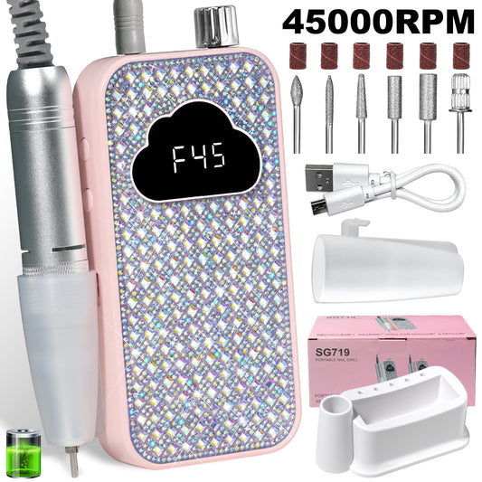 Professional Rechargeable Nail Drill Machine - 45000RPM Glitter Beauty dealsniper-net