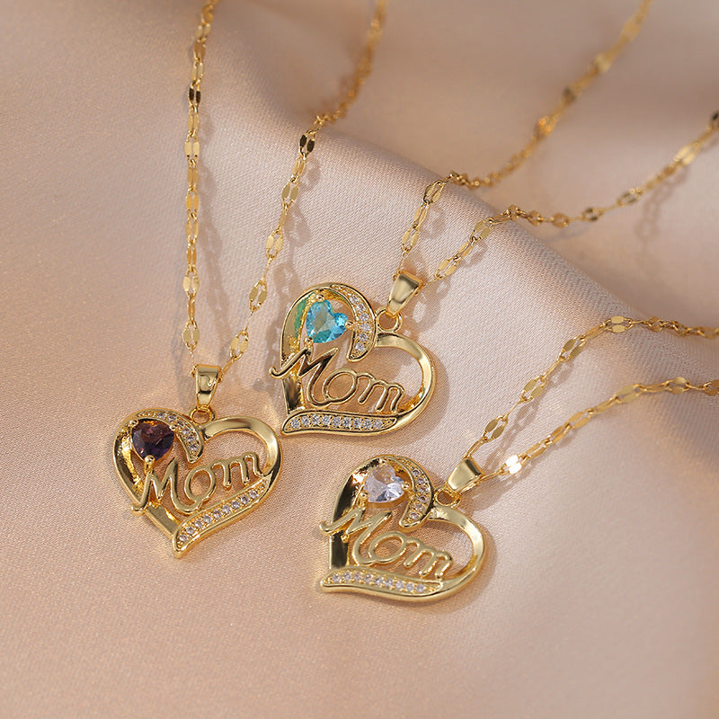 Mother's Day Jewelry High Grade Zircon Heart Flower Necklace Jewelry Gym From House
