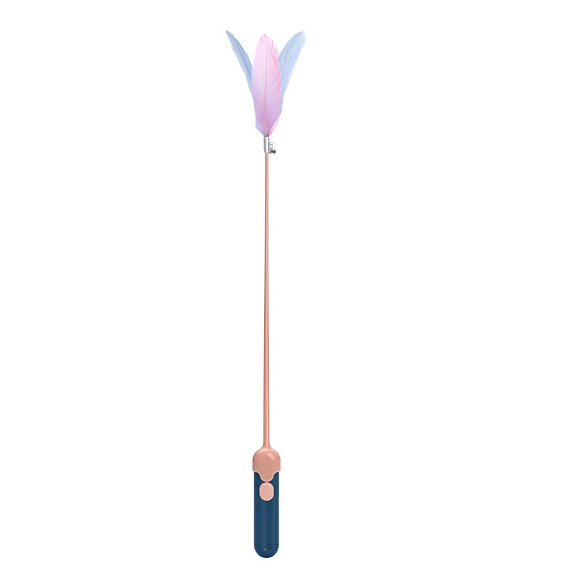 New Pet Cat Toy Products Feather Teasing Stick Pets Gym From House Navy Blue