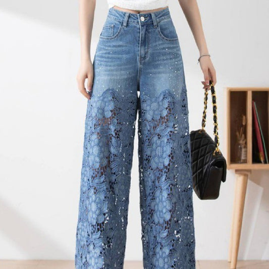 Women's Stitching High Waist Wide Leg Pants Women DealSniper.net