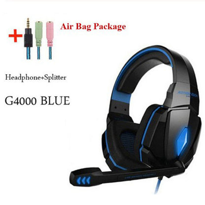 Wired Gaming Headset Headphones Surround Sound Deep Bass Gadgets dealsniper-net Black blue G4000