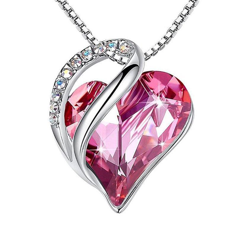 925 Sliver Heart Shaped Geometric Necklace Jewelry Jewelry dealsniper-net Red