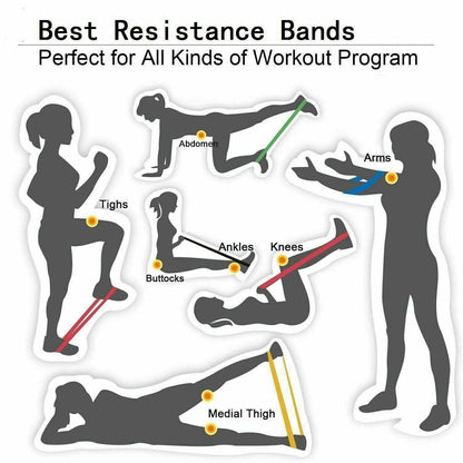 Resistance Bands Loop Set Of 5 Exercise Workout CrossFit Fitness Yoga Booty Band Sports DealSniper.net