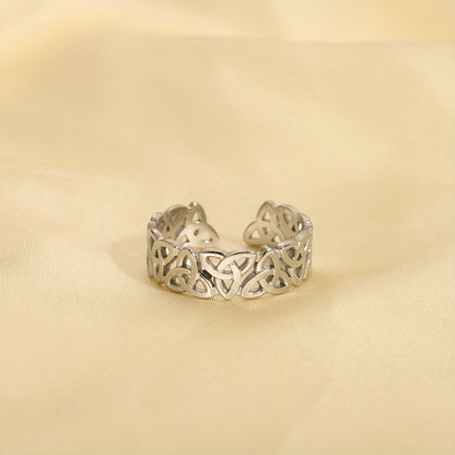 1 Piece Celtic Knot Stainless Steel Open Ring Retro Hollow Woven Band Jewelry Gym From House