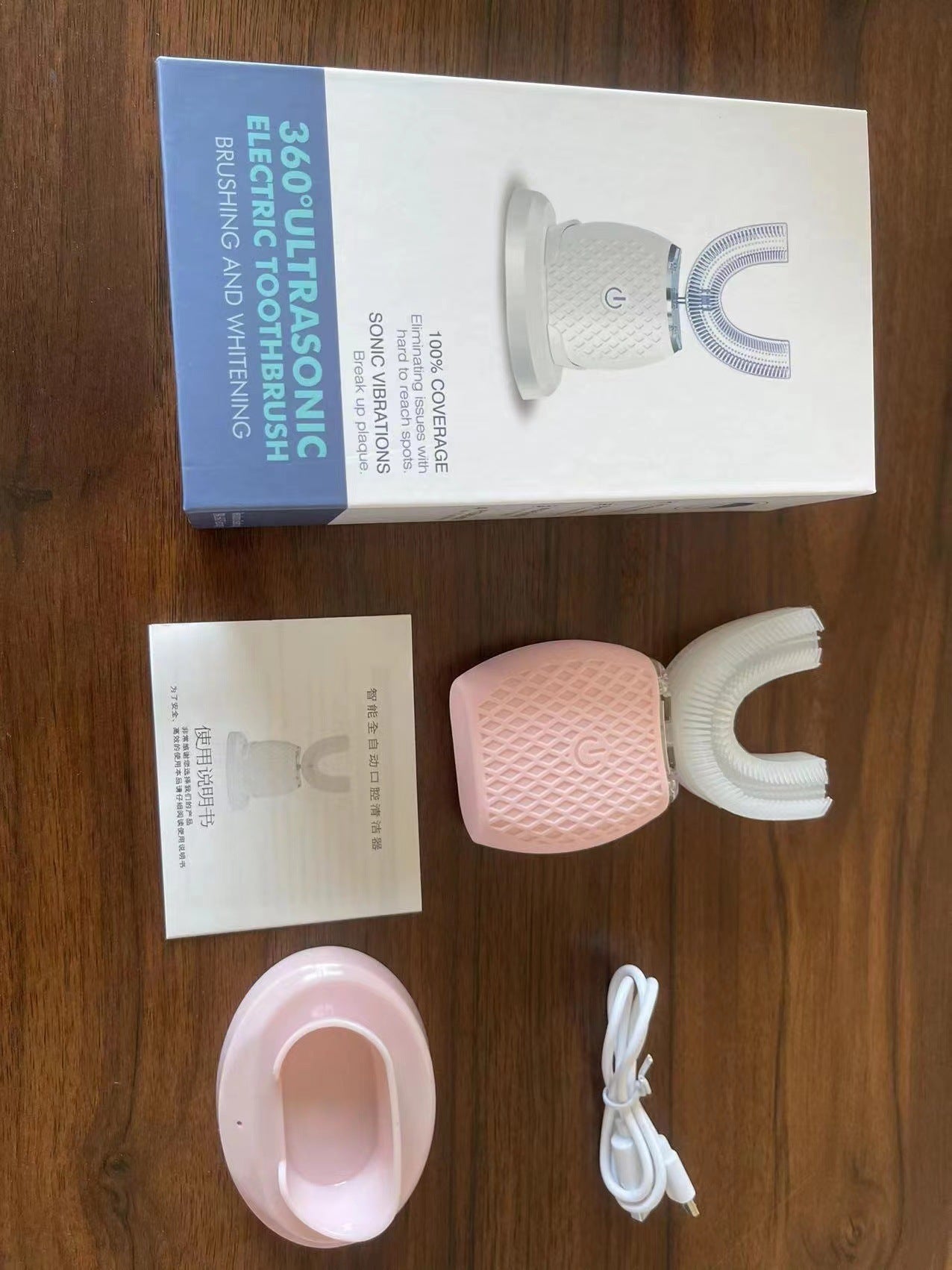 Lazy Fully Automatic Electric Toothbrush Intelligent Ultrasonic Health DealSniper.net Pink USB