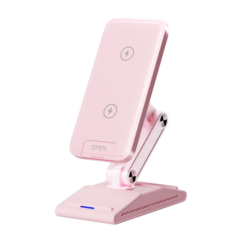 Three-in-one Folding Wireless Phone Charger Electronics DealSniper.net Folding Wireless Charger Pink