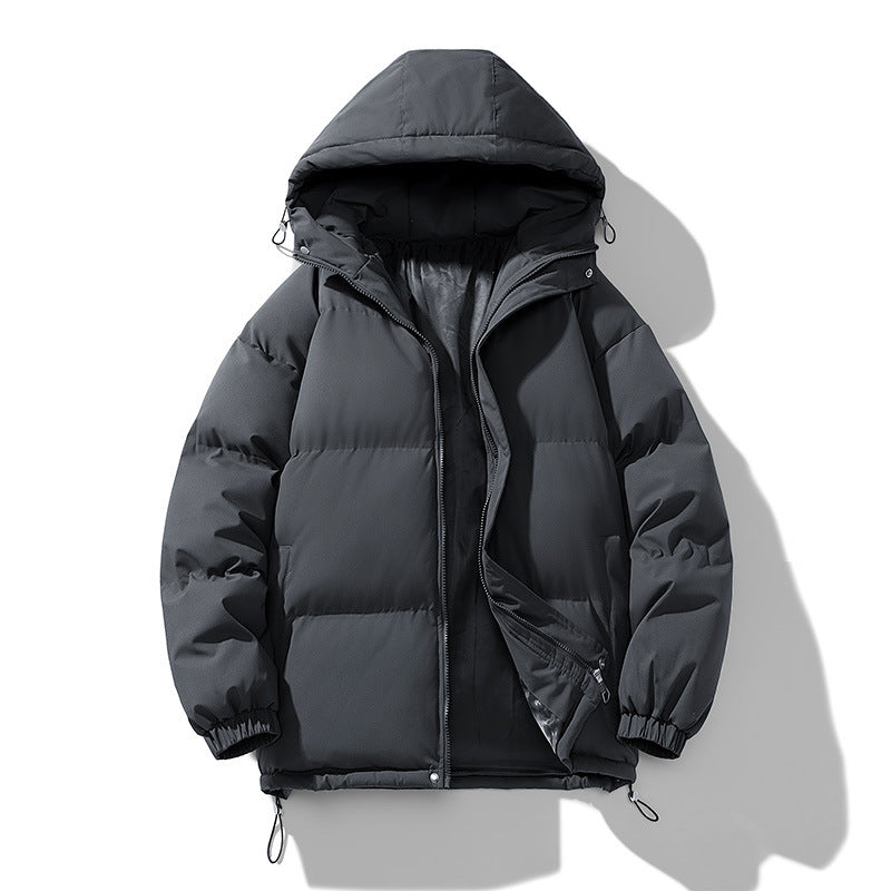 Men's Hoodie Coat Winter Fashion Solid ZIp-up Thickened Jacket Men null Dark Gray 2XL
