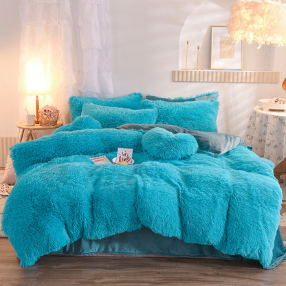 Luxury Thick Fleece Duvet Cover Winter Warm Bed Quilt Cover House dealsniper-net Blue 1.5M