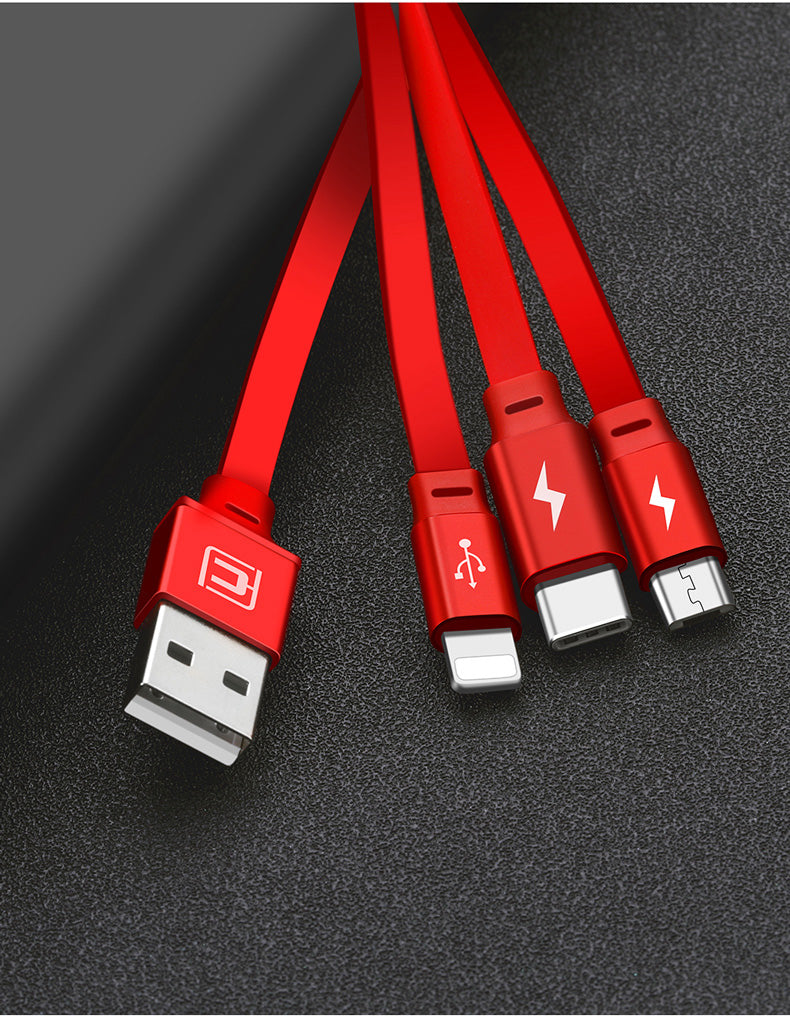 Telescopic three-in-one charging line mobile phone multi-function multi-head Electronics DealSniper.net