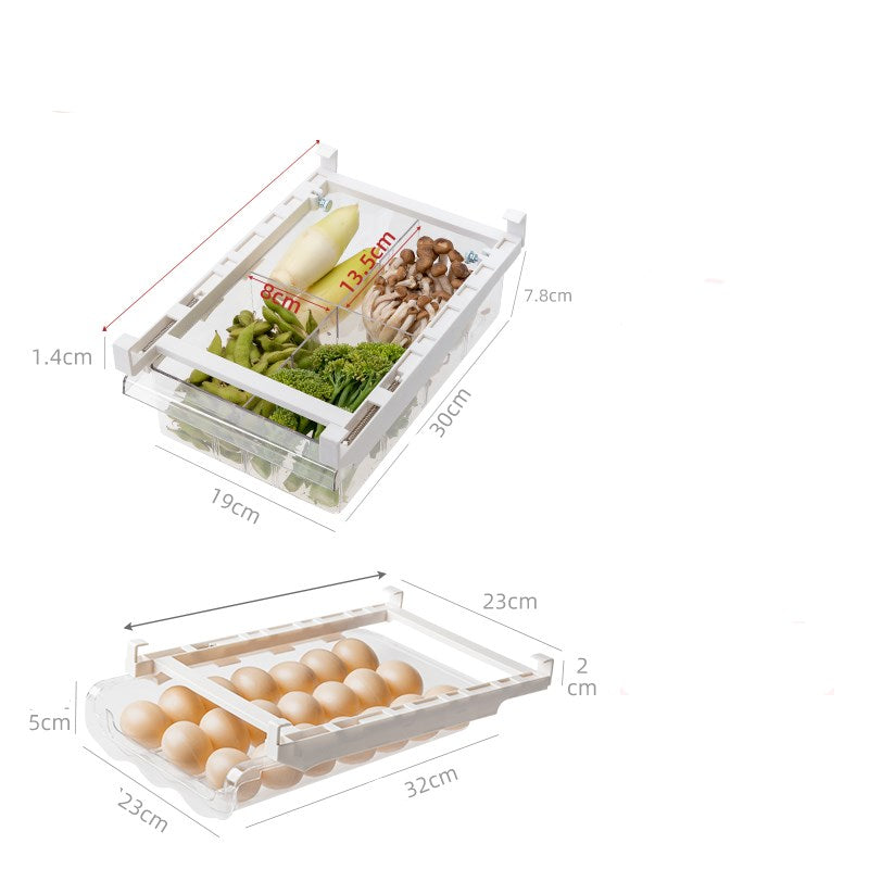 Kitchen Organizer Adjustable Kitchen Refrigerator Storage Rack Fridge Freezer Shelf Holder Pull-out Drawer Organiser Space Saver Kitchen dealsniper-net L