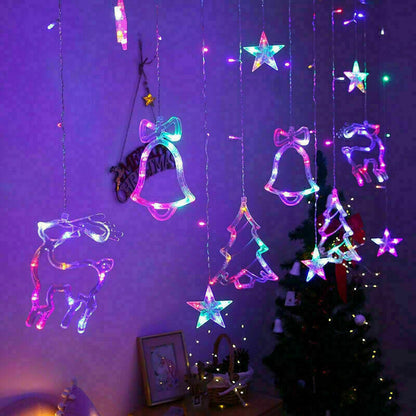 LED Fairy String Window Curtain Lights Star Christmas Xmas Party Home Indoor Home dealsniper-net Type two