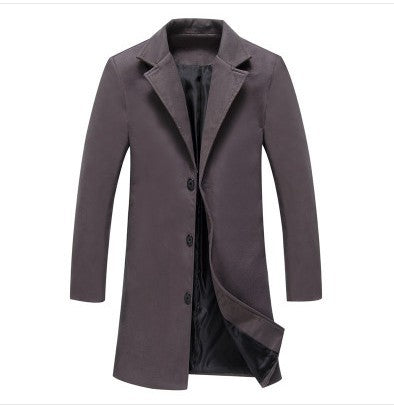 Autumn And Winter New Mens Solid Color Casual Business Woolen Coats Men dealsniper-net Dark grey 2XL