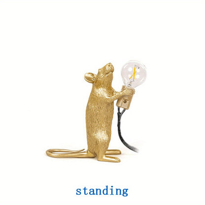 Creative Nordic Resin Mouse Table Lamp Desk LED Night Lights Home Decor Gym From House Gold US standing
