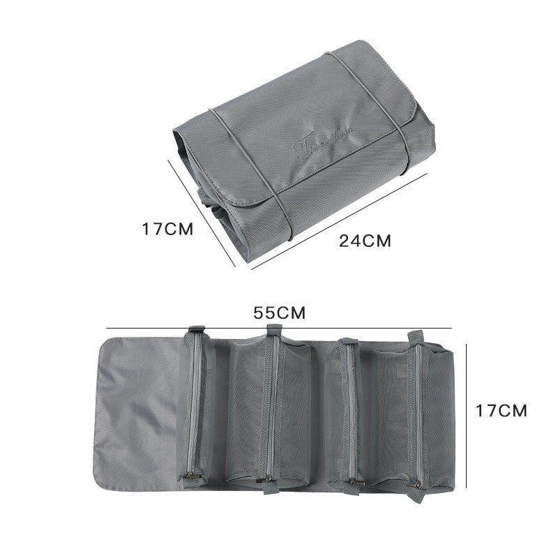 Four In One Mesh Cosmetic Foldable Carry On Toiletry Bag Deals DealSniper.net Grey