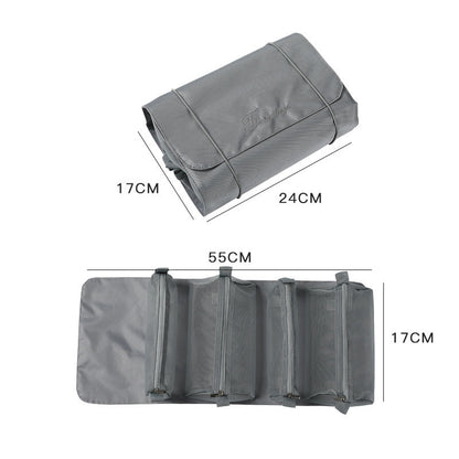 Four In One Mesh Cosmetic Foldable Carry On Toiletry Bag Deals DealSniper.net Grey