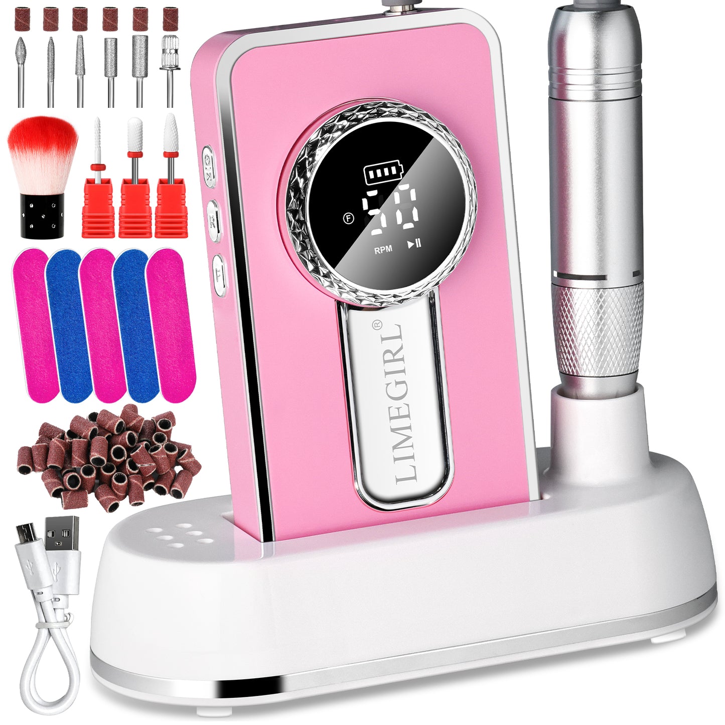 Nail Drill Machine Rechargeable Portable Nail File Beauty dealsniper-net Pink
