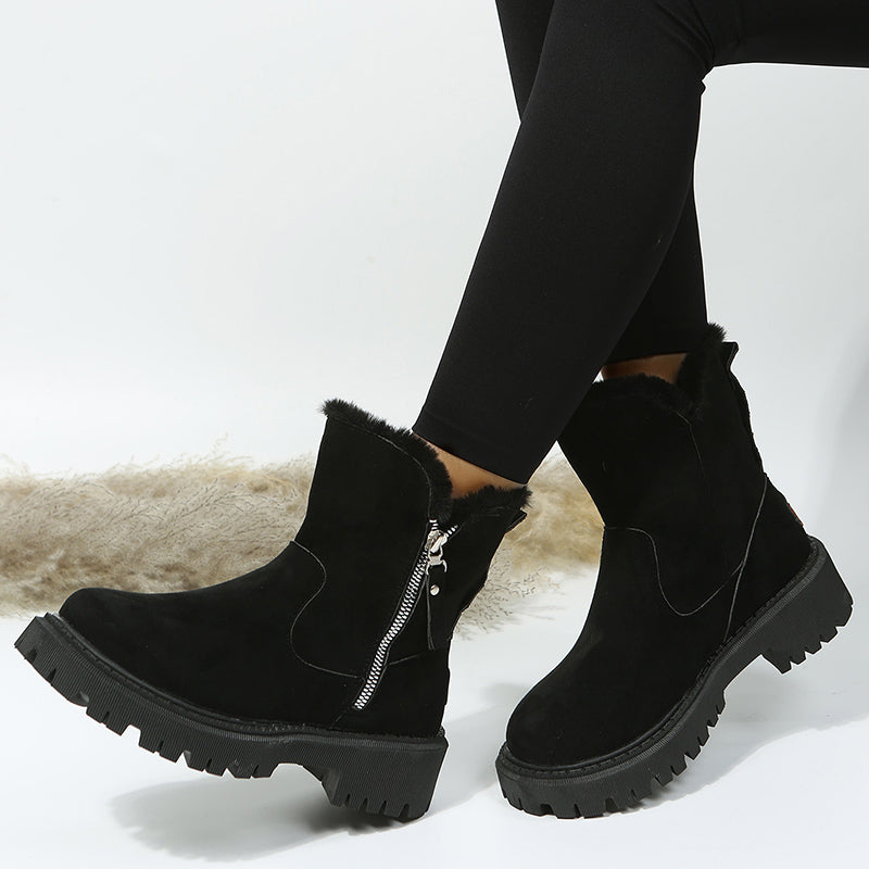 Thick Plush Snow Boots Women Faux Suede Non-slip Winter Shoes Women DealSniper.net