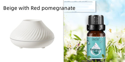 New Volcanic Flame Aroma Diffuser Essential Oil Lamp Home Decor dealsniper-net Beige with Red pomegranate USB