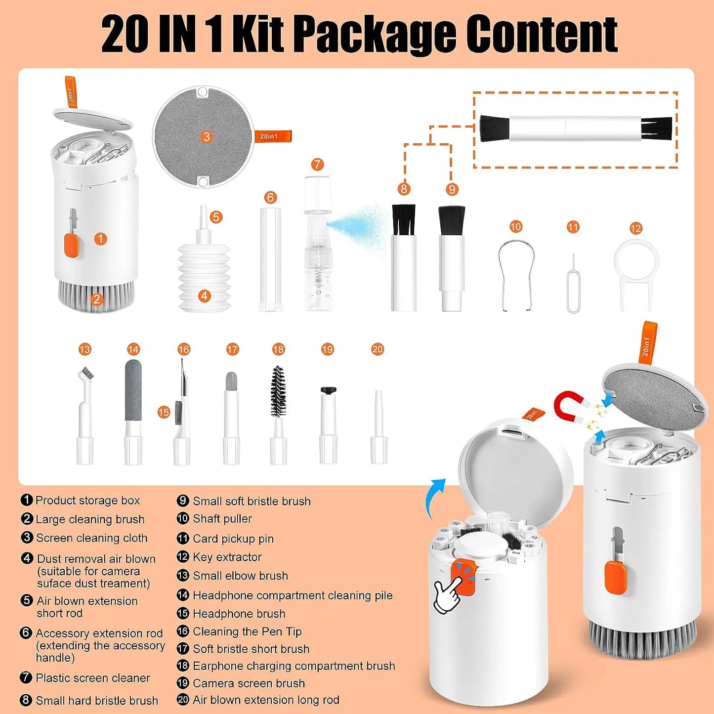 20 In 1 Laptop Phone Screen Cleaner Kit, Computer Keyboard Cleaning Brush Electronics dealsniper-net