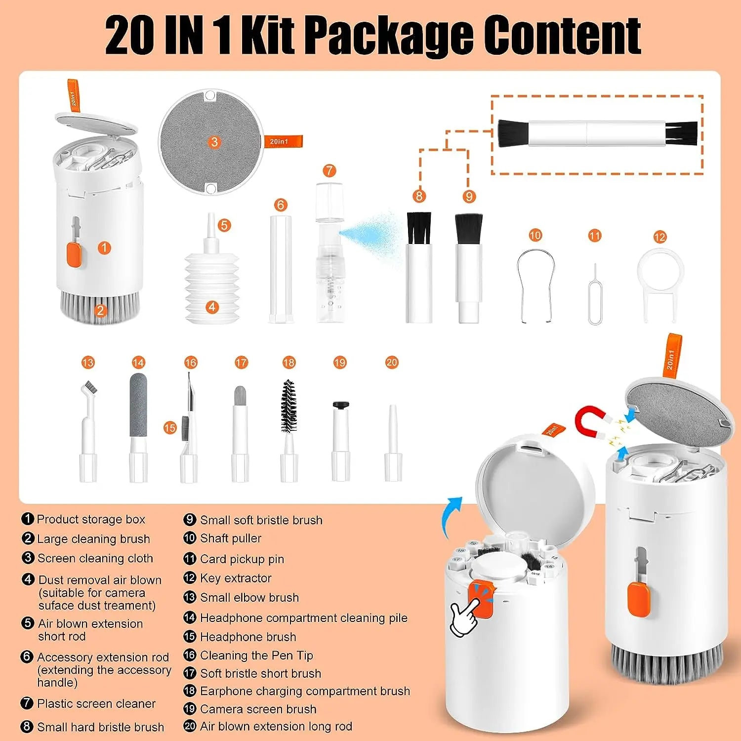 20 In 1 Laptop Phone Screen Cleaner Kit, Computer Keyboard Cleaning Brush Electronics dealsniper-net