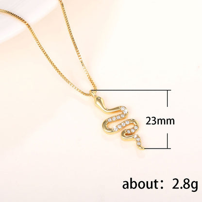 Fashion Lady Snake Pendant Necklace With Dazzling Zirconia Jewelry dealsniper-net