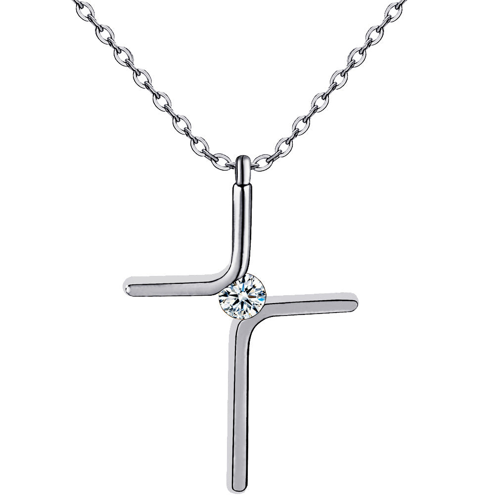 Cross Pendant New Simple Necklace Titanium Steel Plating Jewelry dealsniper-net Silver 10PCS