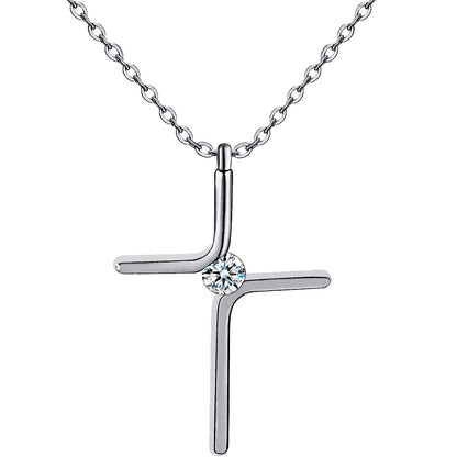 Cross Pendant New Simple Necklace Titanium Steel Plating Jewelry dealsniper-net Silver 10PCS