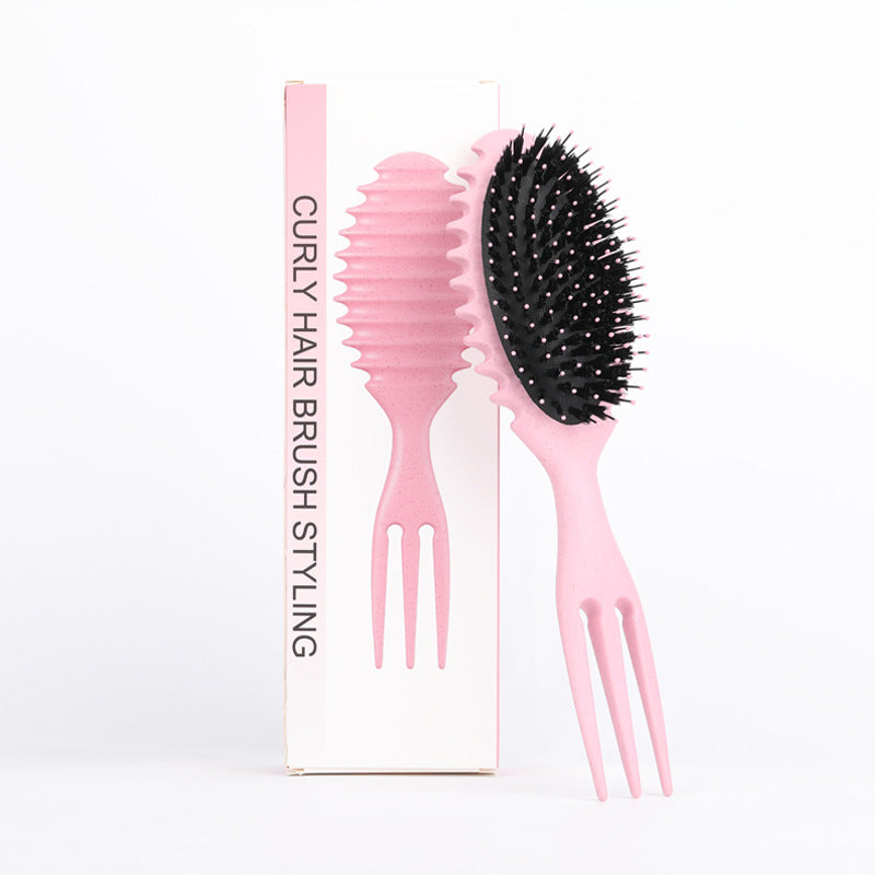 Curl Defining Bounce Hair Brush Barbershop Boar Bristle Comb Beauty DealSniper.net Pink