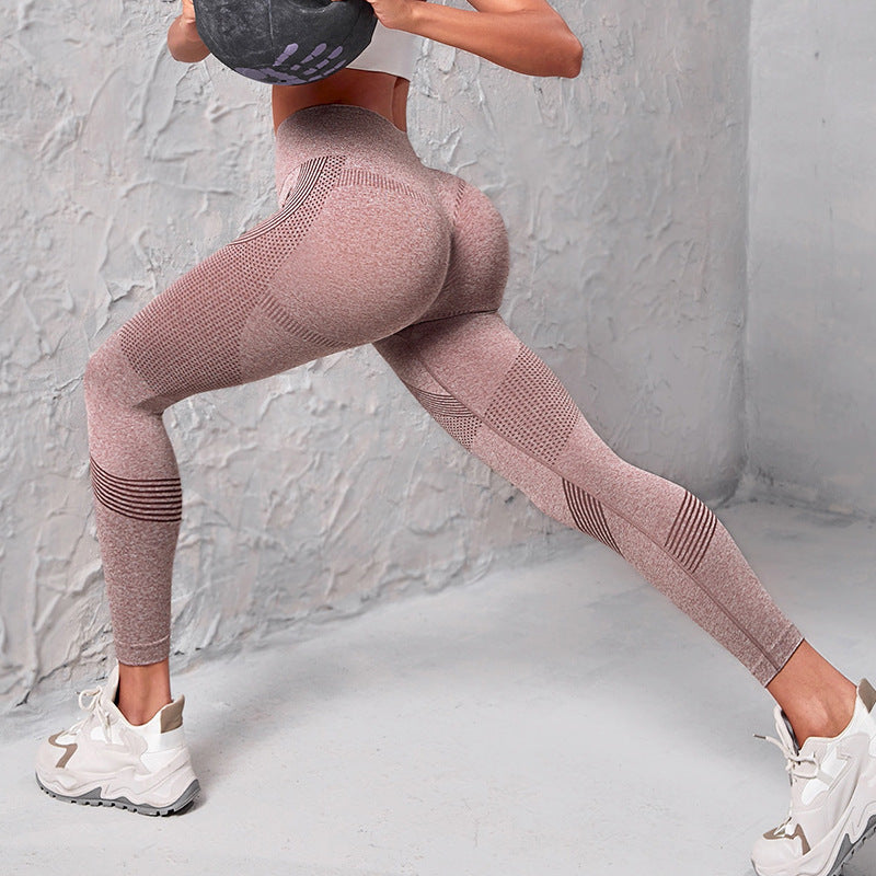 High Waist Seamless Yoga Pants Women's Solid Color Dot Striped Women dealsniper-net