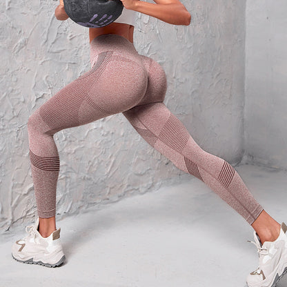 High Waist Seamless Yoga Pants Women's Solid Color Dot Striped Women dealsniper-net