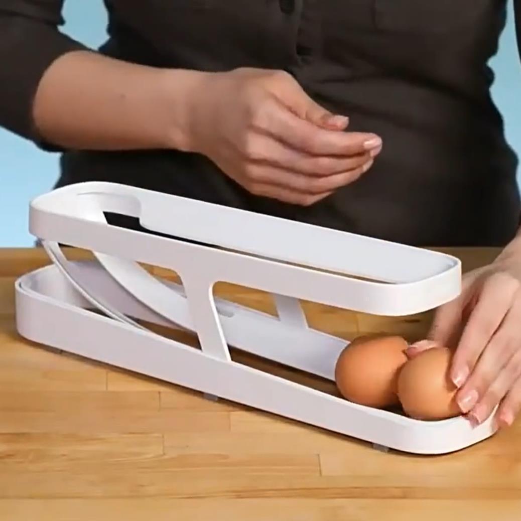 Automatic Scrolling Egg Rack Holder Storage Box Egg Basket Kitchen dealsniper-net