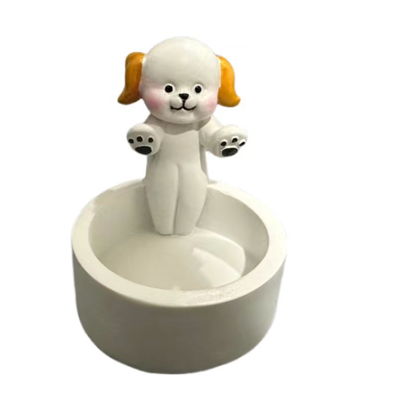 Cartoon Kitten Candle Holder Warming Its Paws Cute Pets Gym From House D No Specification