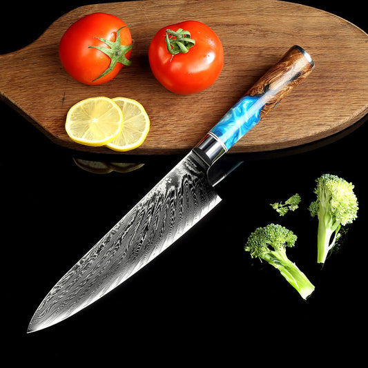 Pattern Kitchen Knife Kitchen dealsniper-net Blue handle with box