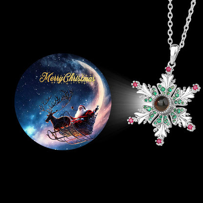 New Christmas Snowflake Necklace With Projection Design Jewelry dealsniper-net Christmas Colors