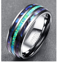 Nuncad 8mm Tungsten Caibide Wedding Ring Band Abalone Shell And Synthetic Opal For Men And Women Jewelry dealsniper-net 10