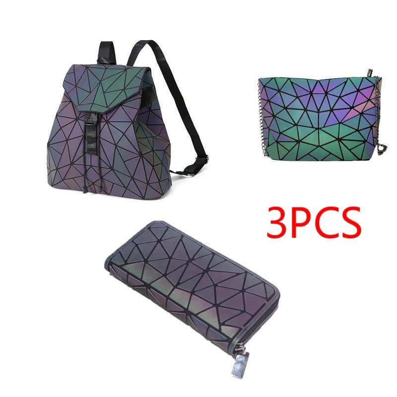 Luminous Makeup Bag Lattice Design Geometric Bag Women dealsniper-net R