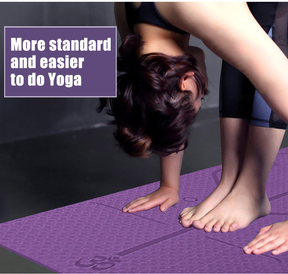 Non Slip TPE Yoga Mat Position Line Beginner Sports DealSniper.net
