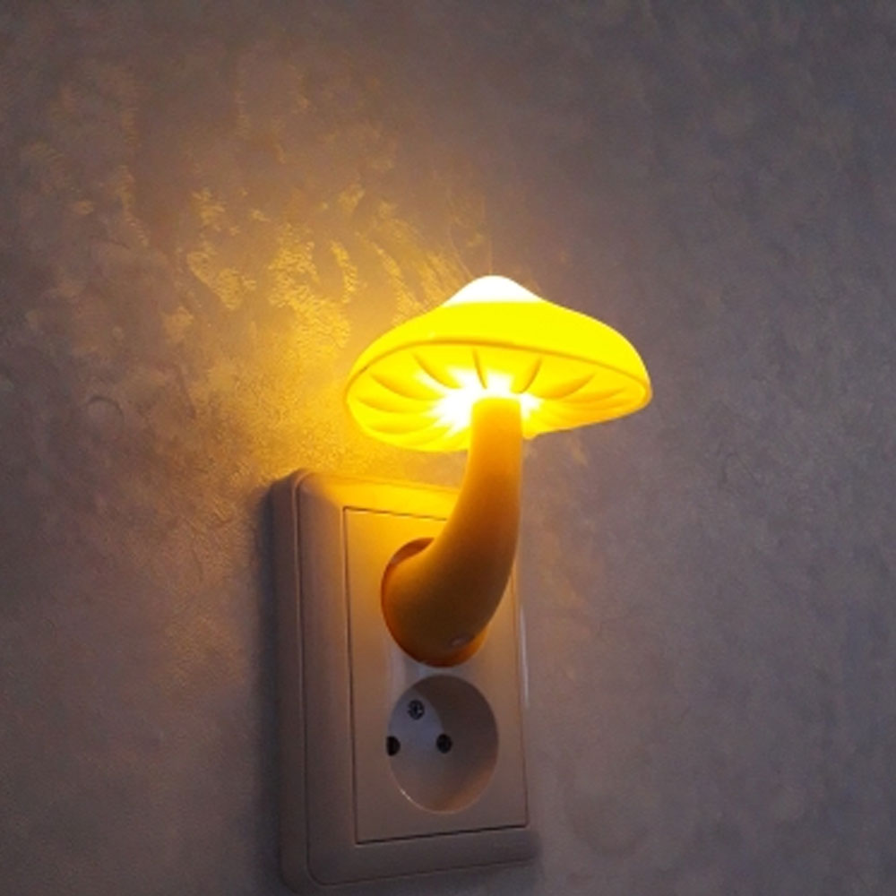 LED Night Light Mushroom Wall Socket Lamp EU US Plug Warm White Home dealsniper-net