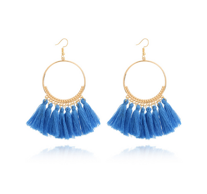 Big Round Drop Dangle Earrings Jewelry dealsniper-net Blue