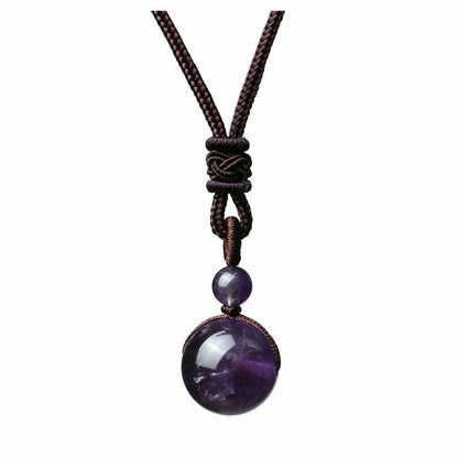 Fashion 16mm Natural Obsidian Pendant Amethyst Necklace For Men And Women Jewelry dealsniper-net Purple 1PC