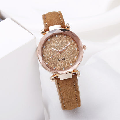 Casual Women Romantic Starry Sky Wrist Watch Leather Jewelry dealsniper-net Brown