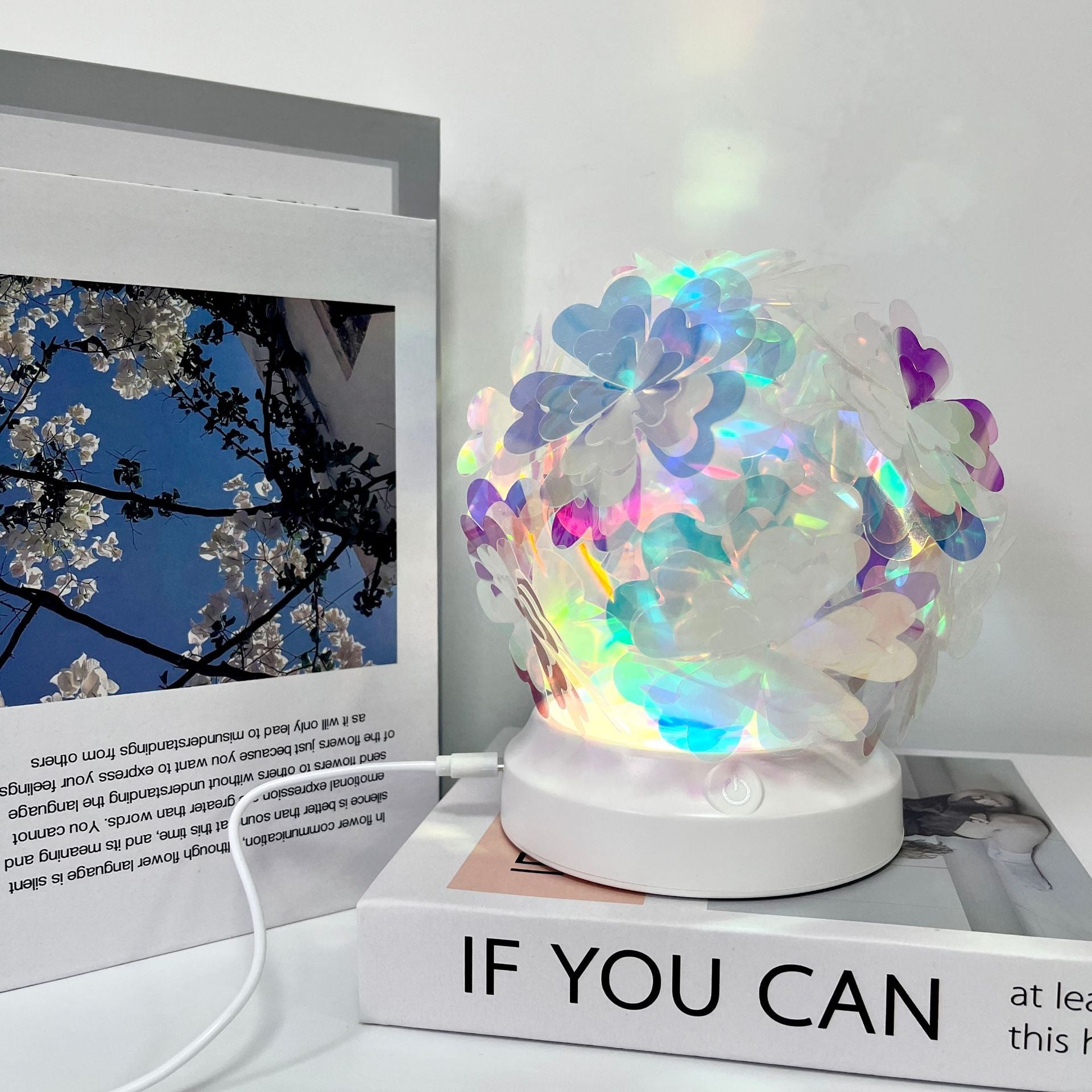 Bedroom Bedside Lamp Colorful Color Changing Northern Lights House DealSniper.net Charging Touch Model Cherry Blossom