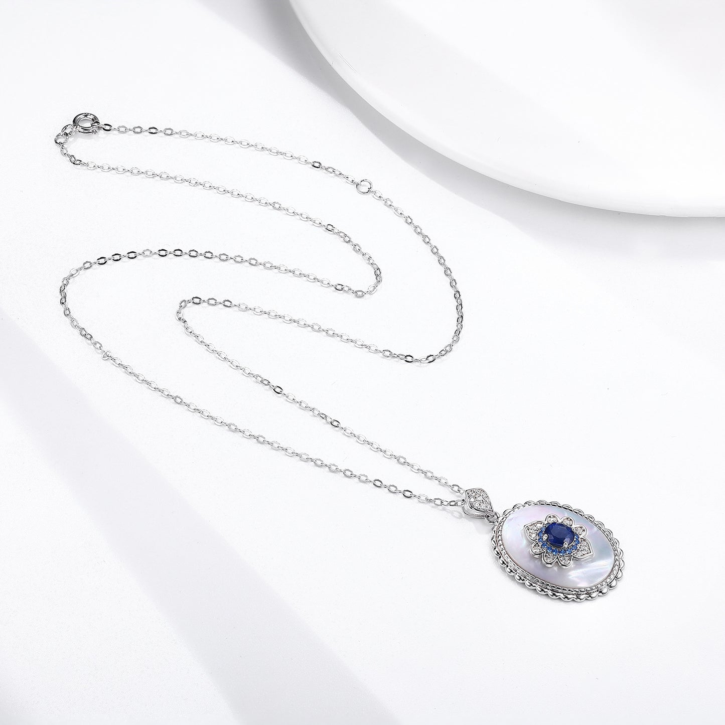 Sapphire Diamond Pendant 925 Sterling Silver Jewelry dealsniper-net