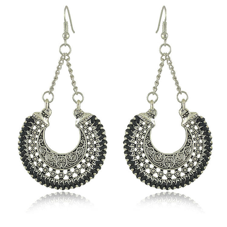 Bohemian vintage earrings Jewelry dealsniper-net Black