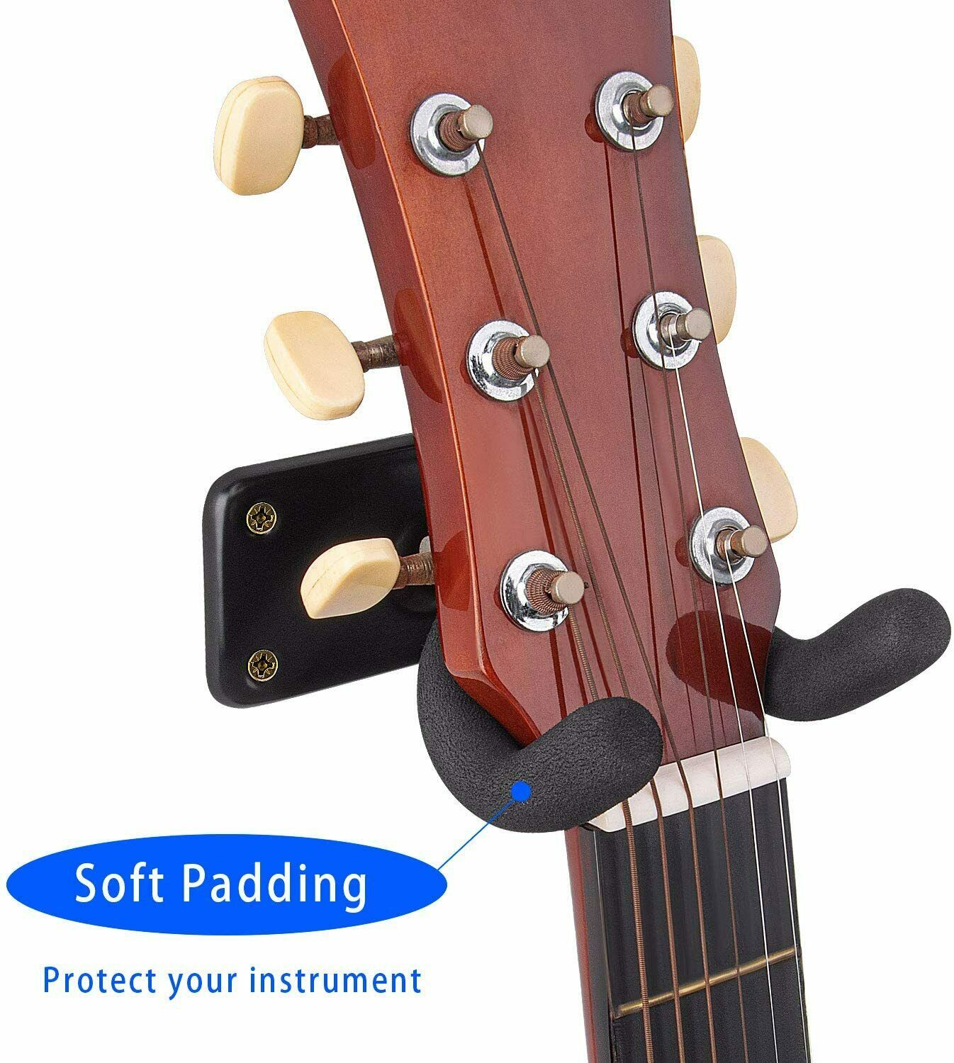 2 PCS Guitar Hangers Wall Mount Arm Instrument Display Holder Padded Hook Rack Home DealSniper.net