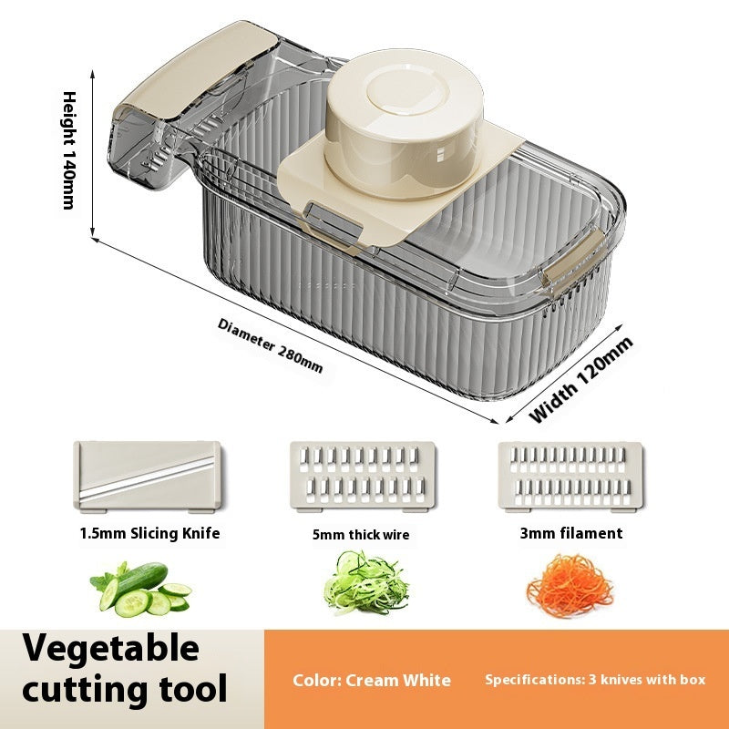 2 in1 Multifunctional Vegetable Cutter For Cutting And Draining Kitchen dealsniper-net Transparent 3 knives basket