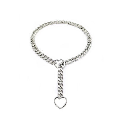 Cuban Adjustable Heart Shaped Necklace Jewelry dealsniper-net Silver