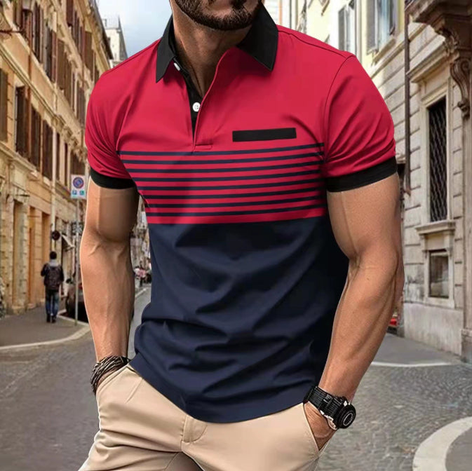 Casual Striped Shirt With Chest Pocket Men Clothing Men DealSniper.net Red A L