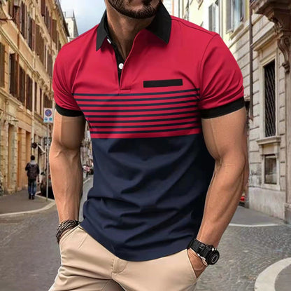 Casual Striped Shirt With Chest Pocket Men Clothing Men DealSniper.net Red A L