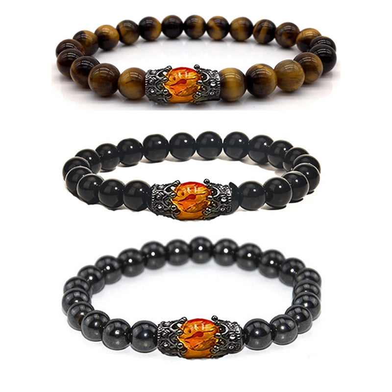 Obsidian Tiger eye White-barked Pine Vintage Bracelet Jewelry Gym From House
